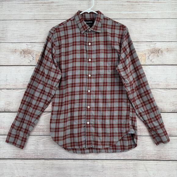 Bonobos Plaid Slim Fit Button Down Shirt Men's Size Medium Gray/Red - Picture 1 of 13